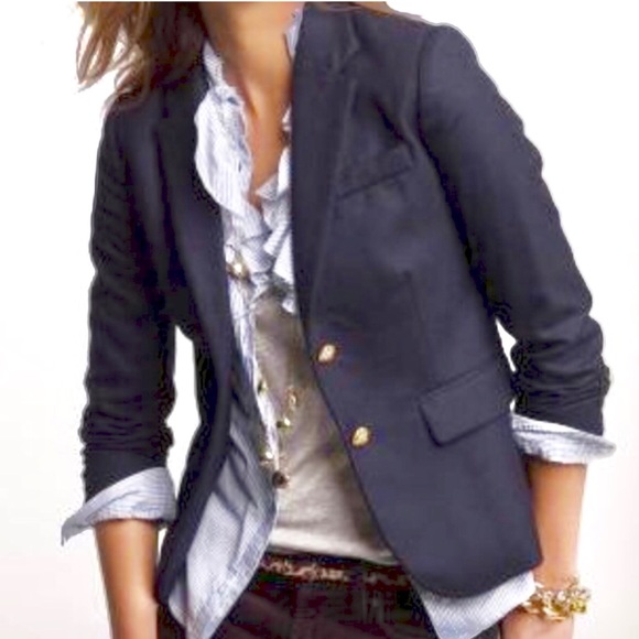 J. Crew Jackets & Blazers - J. Crew Navy Suiting Cotton Two Button Blazer